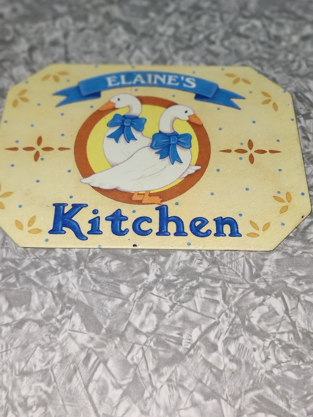 Vintage 1987 Kitchen Yellow Goose Trivet with Blue Accents